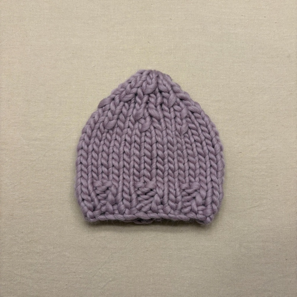 Chunky Knit Wool Baby Beanie in Lavender Toque